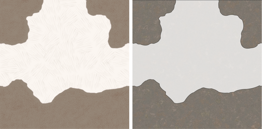 Side-by-side comparison of a PNG tile with an SVG tile. Both have the same basic shape, but the SVG is a higher contrast, has more detail in the stone portions, and sharper lines.